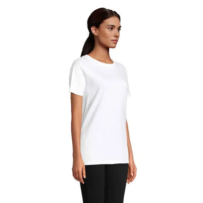 Tricou alb cu mâneci scurte și decolteu rotund simplu pentru tricoul TRIOC EPIC UNI 140g