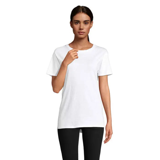 Tricou alb simplu din bumbac cu gat rotund si maneci scurte produsul trioc epic uni 140g