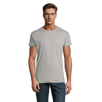 Tricou bărbătesc heather gri deschis trioc epic uni 140g cu decolteu rotund și mâneci scurte din material ușor