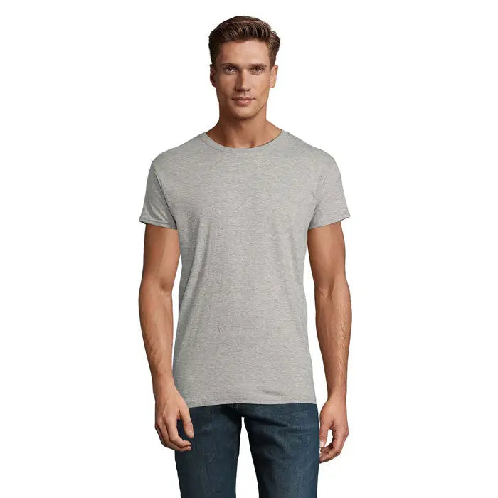 Tricou bărbați heather gri cu guler rotund mâneci scurte material 140g trioc epic uni