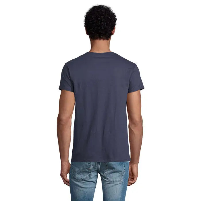 Tricou întunecat gri închis cu mâneci scurte și guler rotund model trioc epic uni 140g din bumbac fin
