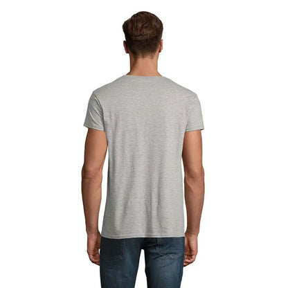 Tricou trioc epic uni 140g gri melanj cu mânecă scurtă și guler rotund din material ușor și confortabil