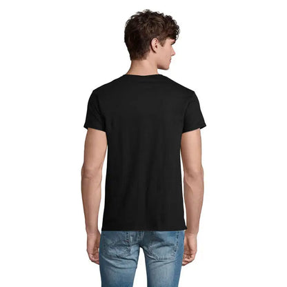 Tricou negru cu mânecă scurtă și gât rotund trioc epic uni 140g din material ușor și rezistent
