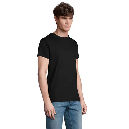Tricou negru cu mâneci scurte și guler rotund trioс epic uni 140g din material ușor și rezistent