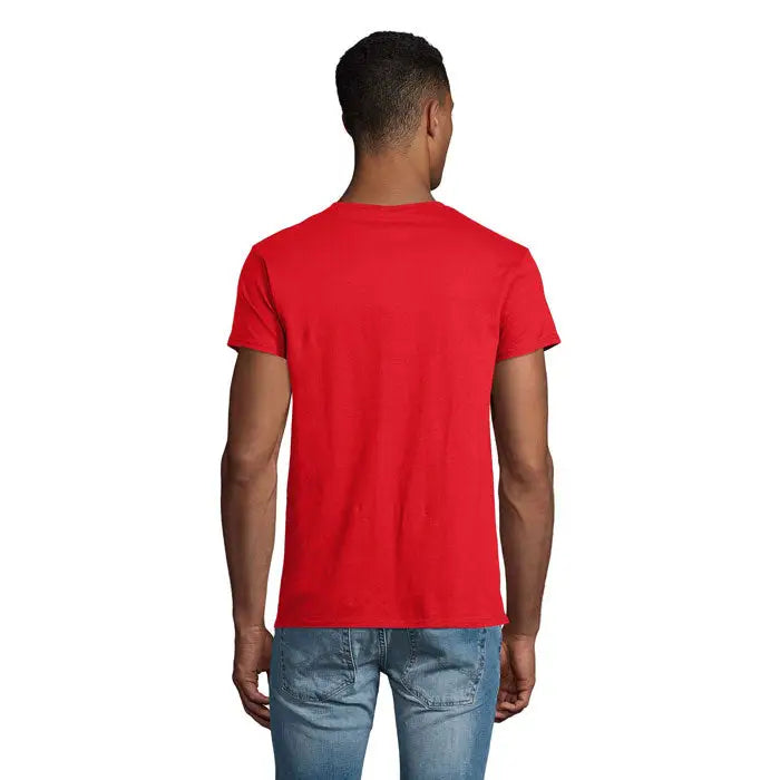 Tricou roșu uni 140g trioc epic cu mâneci scurte și guler rotund din bumbac de 140g