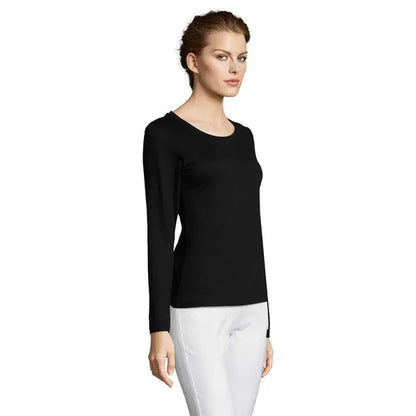 Top negru cu maneca lunga trioc majestic lg, cu decolteu rotund si material neted care se muleaza