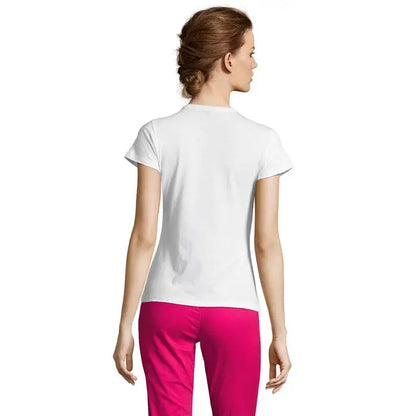 Tricou femei alb cu mânecă scurtă și guler rotund simplu modelul trioc miss femei 150