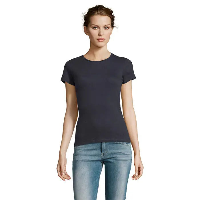 Tricou miss femei 150 de culoare gri închis cu mâneci scurte și gât rotund din material confortabil