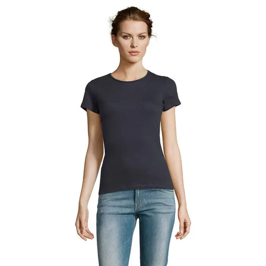 Trioс miss femei 150 tricou gri închis cu mânecă scurtă și guler rotund din bumbac moale