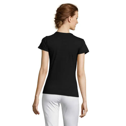 Tricou negru de damă cu mânecă scurtă și croială mulată TRIOC MISS FEMEI 150 din material confortabil