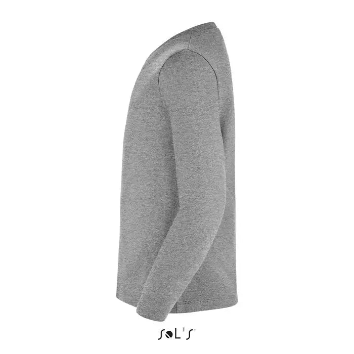 Tricou pentru copii imperial lsl gri cu textură heathered și mâneci lungi cu decolteu simplu rotund
