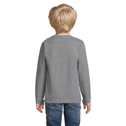 Trio c pentru copii imperial lsl tricou gri heather maneca lunga din bumbac cu gat rotund simplu si mansete pe baza nervurata