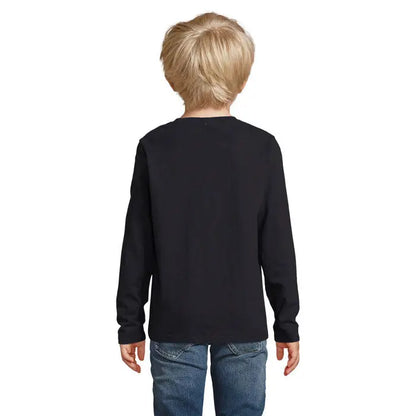 Tricou negru cu mâneci lungi pentru copii trioc pentru copii imperial lsl cu design simplu și guler rotund