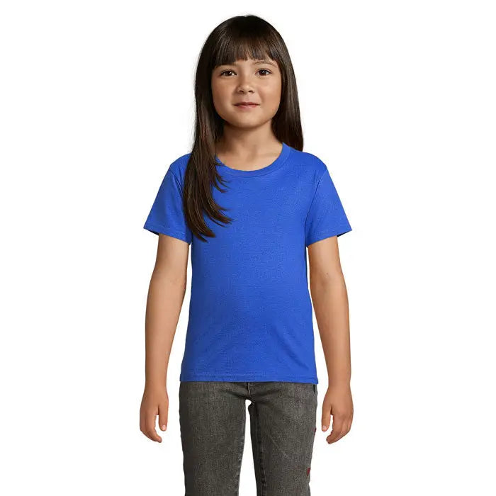 Tricou albastru deschis cu mâneci scurte din bumbac organic trésii pioneer kidstorganic cu guler clasic rotund