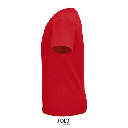Tricou vibrant roșu pentru copii trioc pioneer kidstorganic din bumbac moale cu mâneci scurte și guler rotund