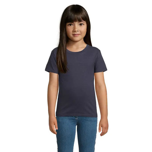 Tricou navy albastru din bumbac organic cu mâneci scurte pentru copii trioc pioneer kidstorganic