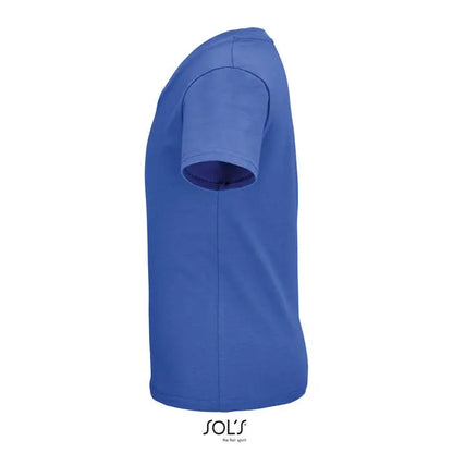 Tricou pentru copii trioc pioneer organic albastru regal cu mâneci scurte și detalii subtile la cusături