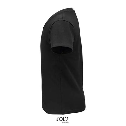 Tricou negru de bumbac organic trioc pioneer kidstorganic cu mâneci scurte și cusături curate
