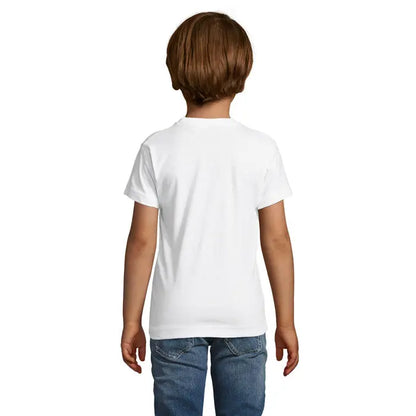 Tricou alb din bumbac cu guler rotund si maneci scurte trioc regent fit kids 150