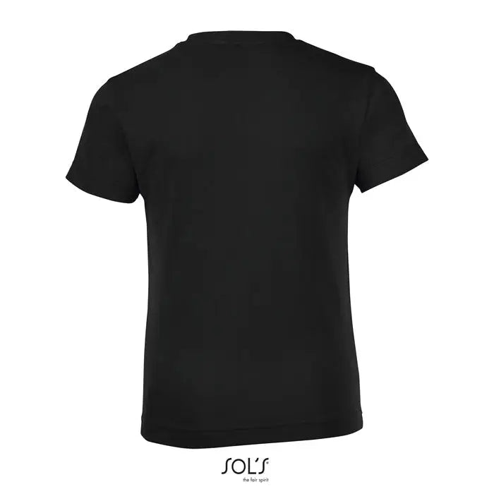 Tricou negru cu mâneci scurte regent fit kids 150 din bumbac moale cu croială simplă și decolteu rotund
