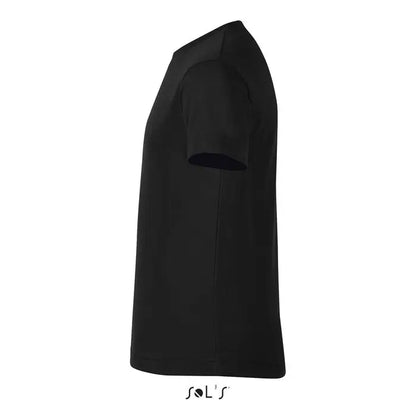 Tricou negru de copii trioc regent fit 150 cu mânecă scurtă, guler rotund simplu și detaliu discret la cusături
