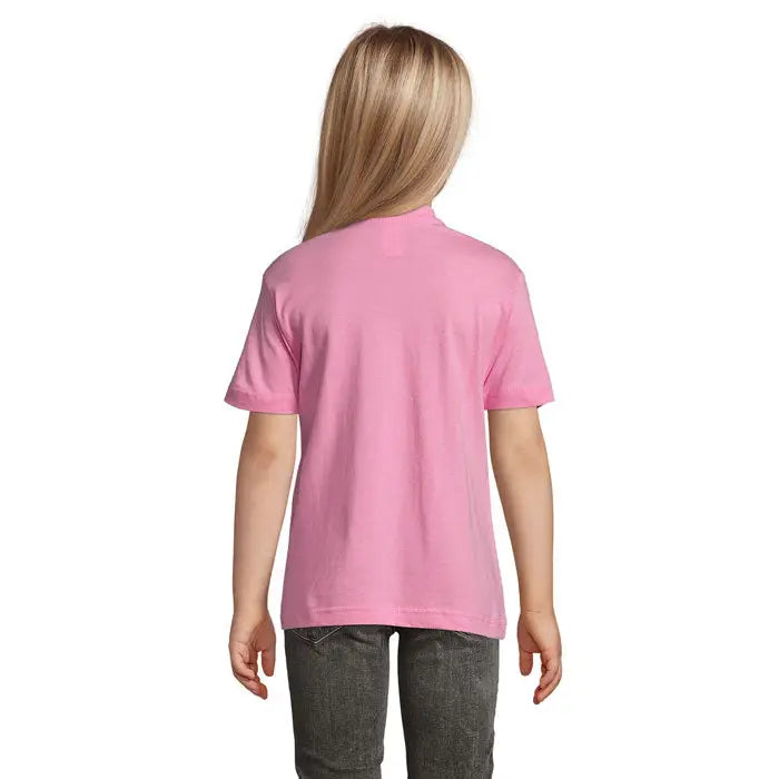 Tricou polo roz deschis pentru copii trioc regent 150g cu guler clasic si tiv cusut finisat