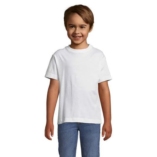 Tricou alb din bumbac trioс regent kids 150g cu guler rotund clasic și mâneci scurte