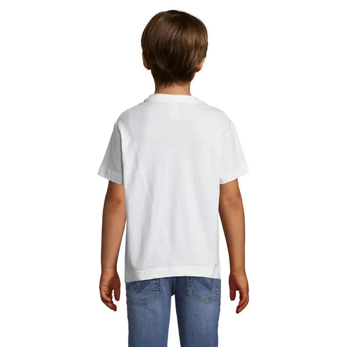 Tricou alb din bumbac cu mâneci scurte și guler rotund tricoc regent kids 150g