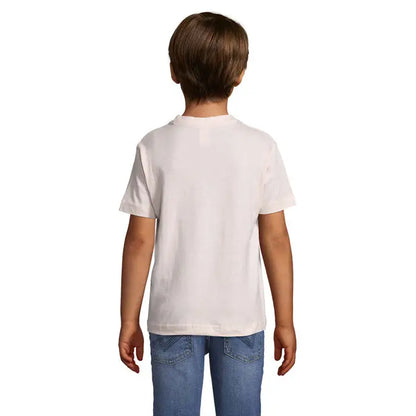 Tricou alb pentru copii trioc regent cu mâneci scurte din bumbac 150g și decolteu simplu rotund
