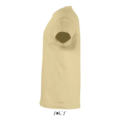 Tricou beige pentru copii trioc regent 150g cu mâneci scurte, guler simplu și bumbac moale