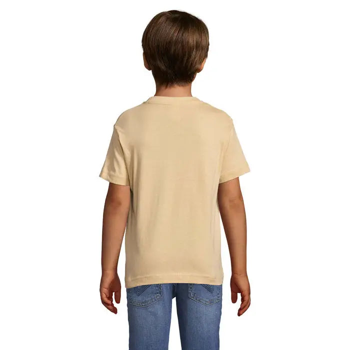 Tricou beige pentru copii trioc regent cu mâneci scurte și gât simplu din material 150g