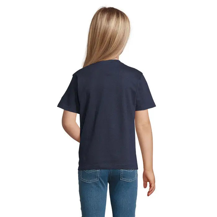 Tricou copii navy bleu din bumbac cu mâneci scurte și guler rotund trioc regent kids 150g