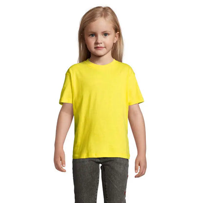 Tricou galben deschis pentru copii trioc regent din bumbac 150g cu mâneci scurte