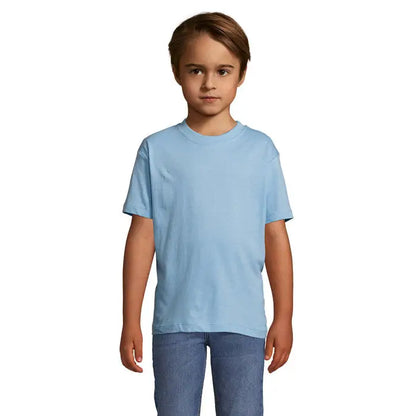 Tricou albastru deschis cu mâneci scurte pentru copii trioc regent 150g din bumbac