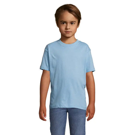 Tricou pentru copii trioc regent albastru deschis din bumbac 150g cu maneci scurte