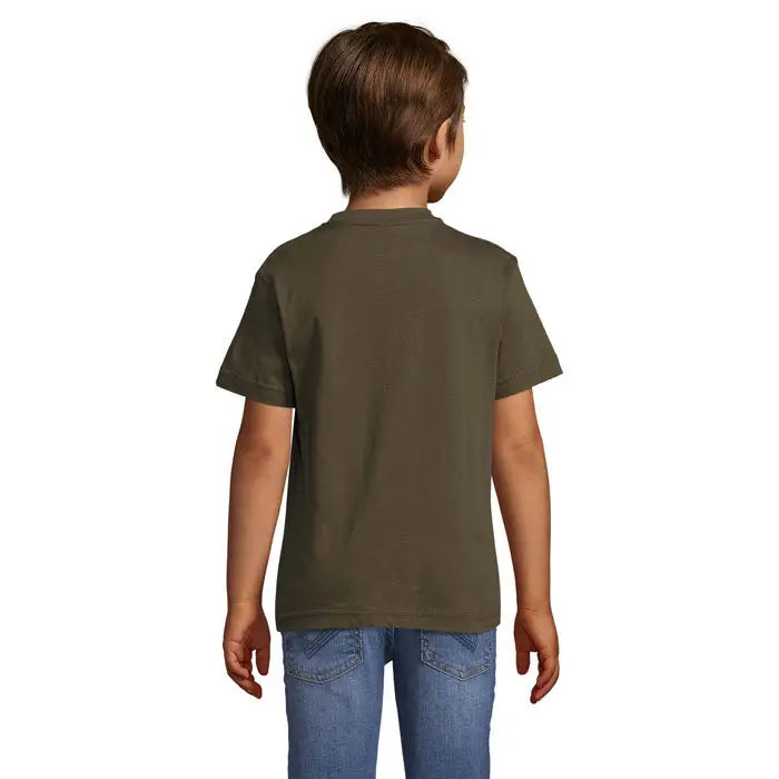 Tricou pentru copii trioc regent olive green din bumbac 150g moale și confortabil