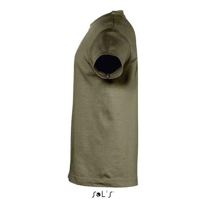 Tricou verde măsliniu din bumbac trioc regent kids 150g cu guler simplu și mâneci scurte pentru copii