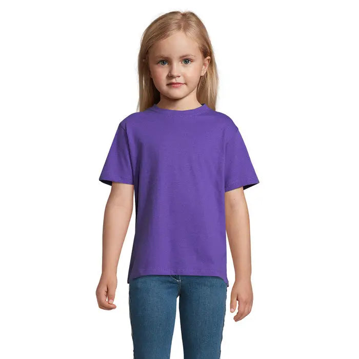 Tricou pentru copii trioc regent de 150g mov cu mânecă scurtă din bumbac moale pentru toddlers