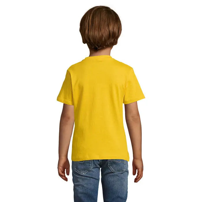 Tricou galben deschis pentru copii trioc regent cu mâneci scurte și design simplu din bumbac 150g