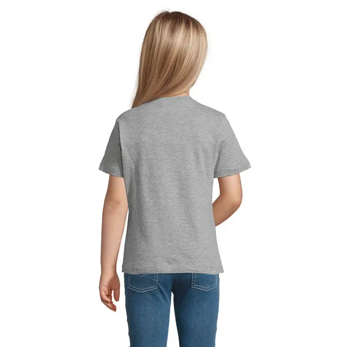 Tricou pentru copii trio c regent heather gri deschis cu maneci scurte si guler clasic din material de 150g