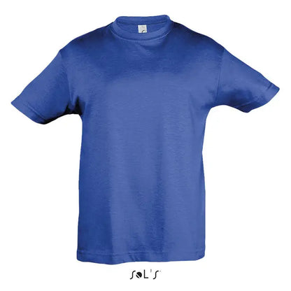 Tricou royal albastru regal pentru copii trioc regent kids 150g din bumbac moale cu guler rotund si mâneci scurte