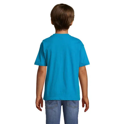 Tricou turcoaz deschis pentru copii trioc regent 150g cu mâneci scurte din bumbac ușor