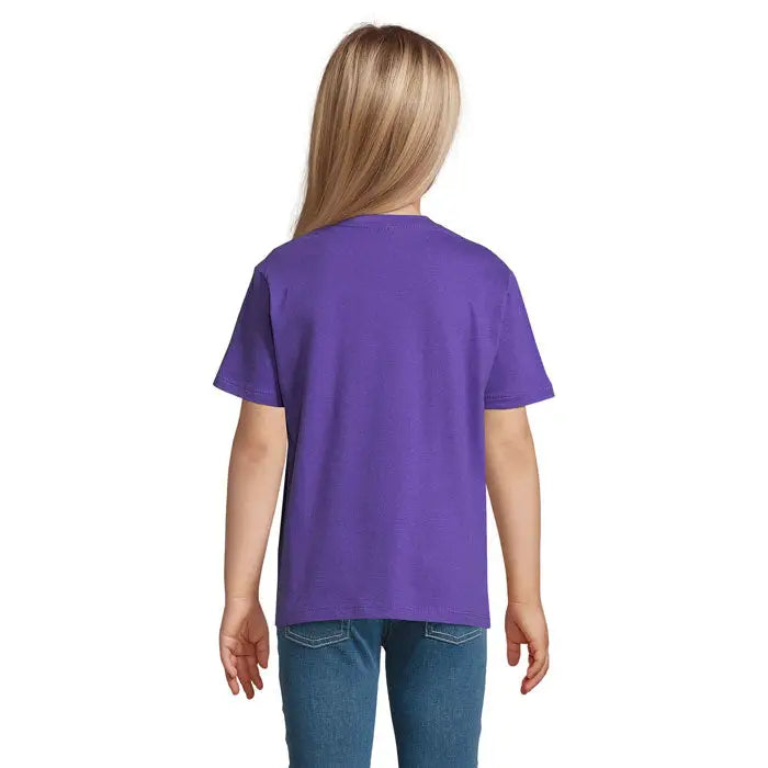 Tricou de copii trioc regent mov cu mâneci scurte și guler simplu din bumbac 150g