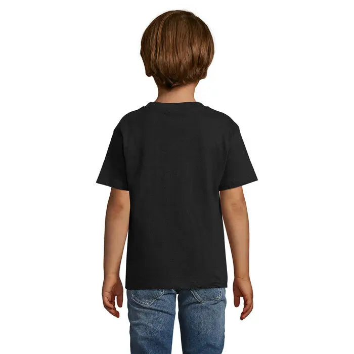 Tricou negru cu mânecă scurtă din bumbac pentru copii trioc regent kids 150g, vedere din față