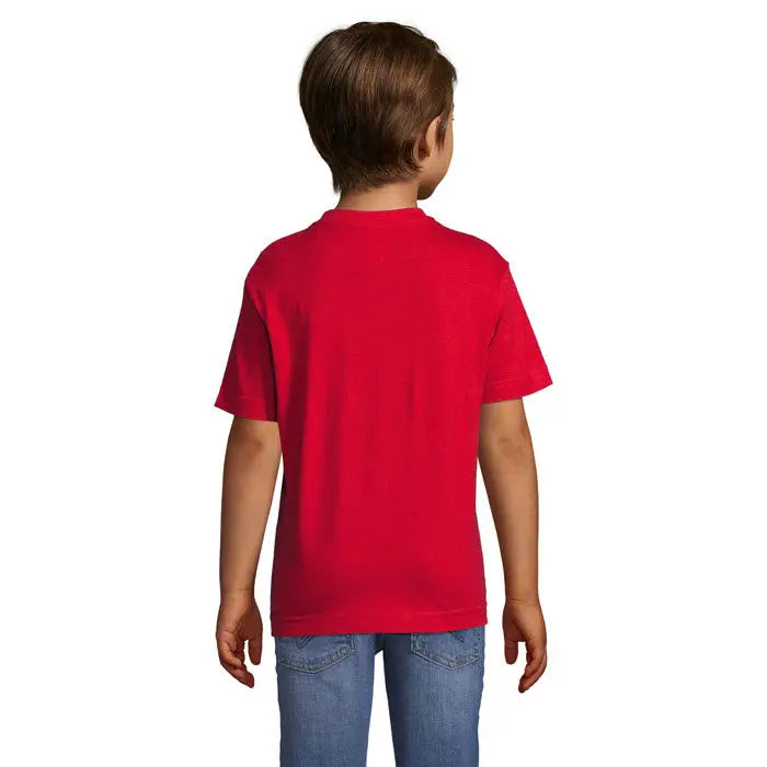 Tricou roșu pentru copii trioc regent 150g cu mâneci scurte și guler clasic din material solid