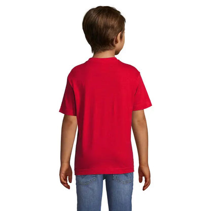 Tricou roșu băieți trioc regent 150g cu mâneci scurte și guler rotund clasic din material solid și confortabil