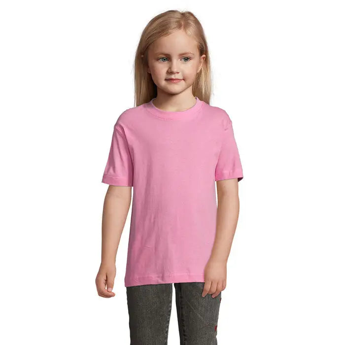 Tricou roz tricotat tricot regiune kids 150g cu mâneci scurte și guler rotund simplu pentru copii