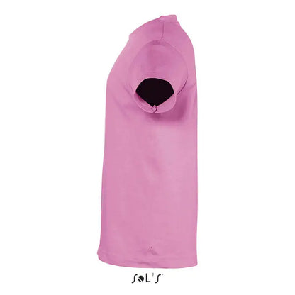 Tricou pentru copii trioc regent 150g roz solid cu mâneci scurte și guler rotund clasic