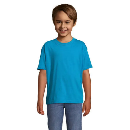 Tricou albastru deschis pentru copii trioc regent cu mâneci scurte și croială clasică din bumbac 150g