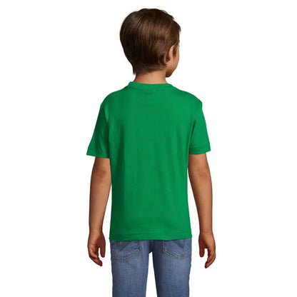 Tricou verde vibrant cu mâneci scurte regent kids 150g din bumbac moale cu guler rotund clasic